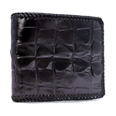 HJ2222 - Bóp nam Huy Hoàng da cá sấu đan viền màu đen