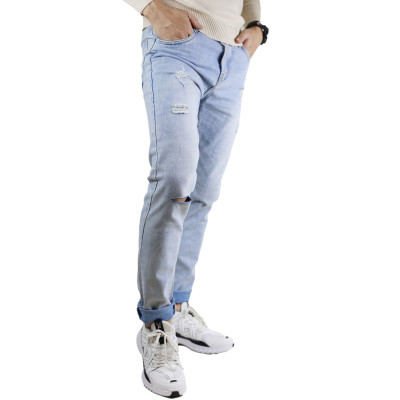 Quần Jeans Nam Rách Gối Dáng Skinny SZone SQB601