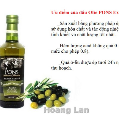 Dầu Olive Extra Virgin PONS 1L - Tây Ban Nha (chai thủy tinh)
