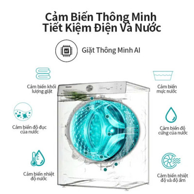 Máy giặt Hisense Inverter Pro 10.5kg WF105M3 giặt thông minh AI, điều khiển từ xa, bảo hành 3 năm - HÀNG CHÍNH HÃNG