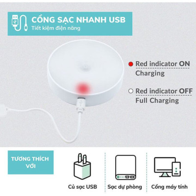 Đèn LED cảm biến chuyển động cảm biến thông minh, ánh sáng bảo vệ mắt, sạc pin USB đời mới, dán tường, tủ quần áo, cầu thang, phòng ngủ… Cảm Ứng không dây 