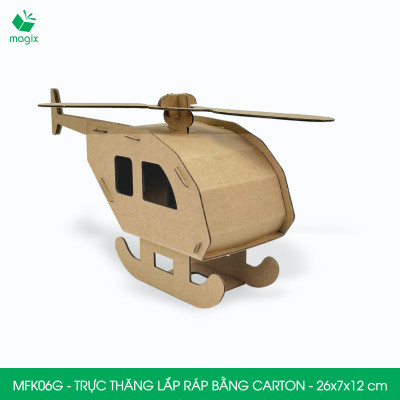 MFK06G - Trực thăng carton - 26x7x12 cm - Đồ chơi lắp ráp mô hình từ bìa carton cứng cao cấp