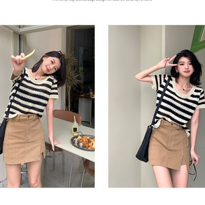 Áo Len Nữ Cộc Tay Dệt Kim Màu Sắc Phong Cách Hàn Quốc Trẻ Trung Nữ Tính Chất Liệu Mềm Mại Haint Boutique HB42