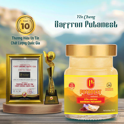 Yến chưng Saffron PUTANEST hộp quà tặng cao cấp 12 hũ 70ml bổ dưỡng đẹp da ngừa lão hoá