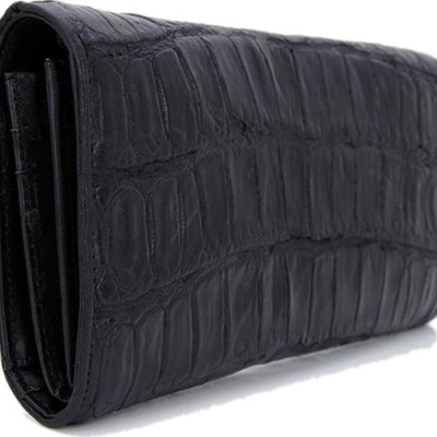 Ví Da Cá Sấu 3 Gấp Vip Huy Hoàng HT3701 (10,5 x 19 cm) - Đen