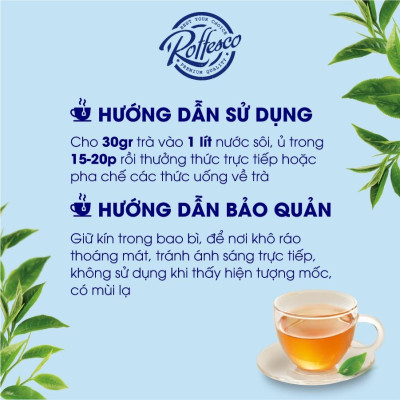 Combo 3 Trà Xanh Lài ROFFESCO PREMIUM JASMINE TEA Hương Vỏ Cam Nhẹ Nhàng Túi 400G
