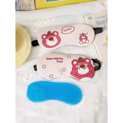 Bịt mắt ngủ họa tiết Gấu Dâu dễ thương cute kèm Gel Massage - HENRYSA