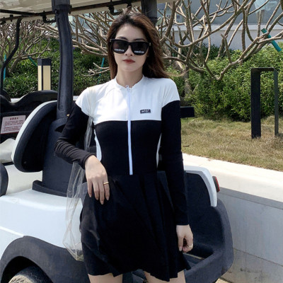 Bộ đồ bơi bikini nữ 1 mảnh kín đáo đi tắm biển giấu bụng váy liền áo dài tay chống nắng - B.27