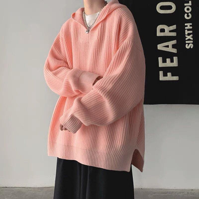 Áo len hoodie dáng dài oversize cho nam nữ (Màu Hồng)