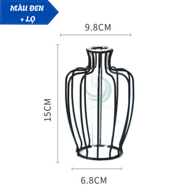 Lọ Hoa Trang Trí Khung Kim Loại Sang Trọng- Bình Hoa Thủy Tinh Kèm Khung Sắt Nghệ Thuật- Lọ Hoa Phong Cách Bắc Âu - Bình Hoa Decor Nội Thất Hiện Đại- Lọ Hoa Khung Sắt Kèm Ống Thủy Tinh Trang Nhã