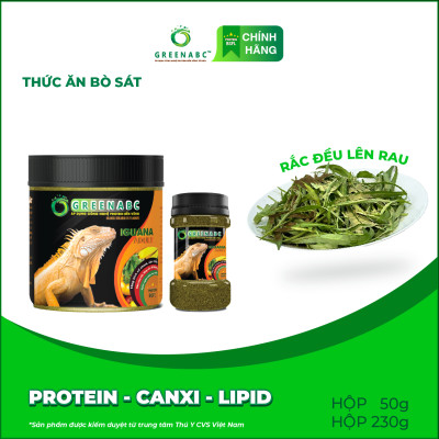 Thức ăn bò sát Iguana Trưởng Thành GREENABC dùng cho Iguana từ 1m trở lên giúp gai bung, gù cao, dáng đẹp, lên màu tươi - Hộp 230g