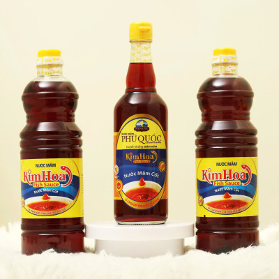 Nước Mắm truyền thống Kim Hoa Phú Quốc 25 độ đạm chai 1 Lít