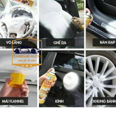 Chai Xịt Bọt Đa Năng Vệ Sinh Ghế Da Nội Thất Ô Tô, Nội Thất Gia Đình Foam Cleaner Màu Vàng Camel Cao Cấp - Hàng Nhập Khẩu