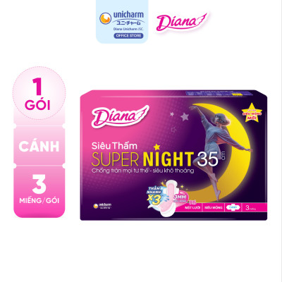 Combo 6 Băng Vệ Sinh Diana Super Night 35cm (Gói 3 Miếng)