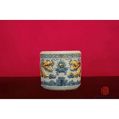 Bát Hương Men Rạn Đắp Nối Size 16cm