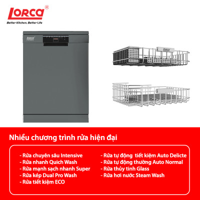 Máy Rửa Bát 13 Bộ LORCA LF 3E7DWS-05 Hàng Nhập Khẩu Nguyên Chiếc Thổ Nhĩ Kỳ Chính Hãng Cao Cấp