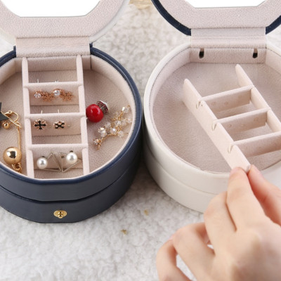 Hộp Đựng Trang Sức 2 Tầng Có Gương Sang Trọng, Chất Da PU Mềm Mại, Độ Bền Cao - Hàng Chính Hãng ( Màu ngẫu nhiên)