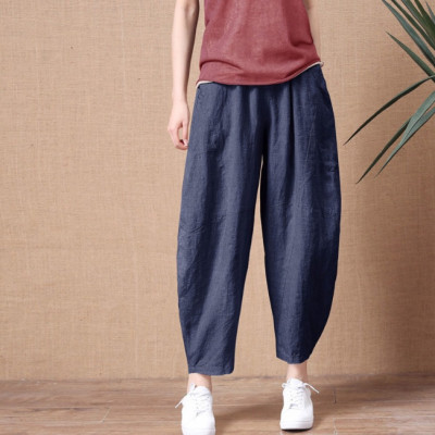 Quần ống rộng, chất liệu Linen, quần kiểu nữ form rộng rãi, thoải mái NeSa Shop QKH.39