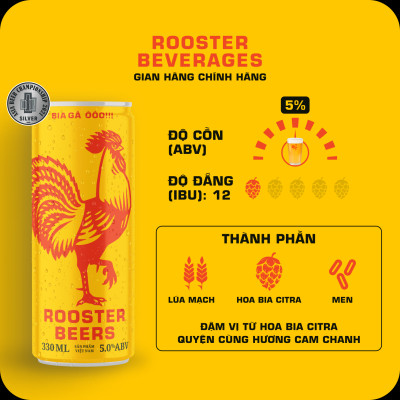 Thùng Rooster Beers Blonde (Bia Gà) 24 Lon (330ml/Lon)