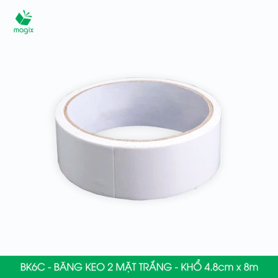 BK6C - 6 cuộn băng keo 2 mặt siêu dính - Khổ 4.8cm x 8m - Băng dính 2 mặt, băng keo hai mặt