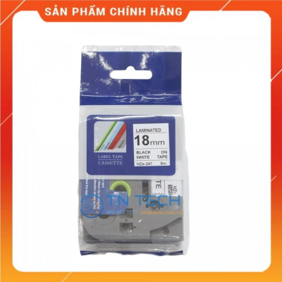 Nhãn In HZE-241 - Đen nền trắng 18mm x 8m - Dùng cho máy in BROTHER - AIMO - PUTY [Hàng nhập khẩu]