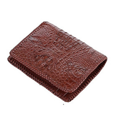 HJ2761-63-65 - Ví nam da cá sấu nguyên con kiểu đứng đen, nâu đất, nâu đỏ