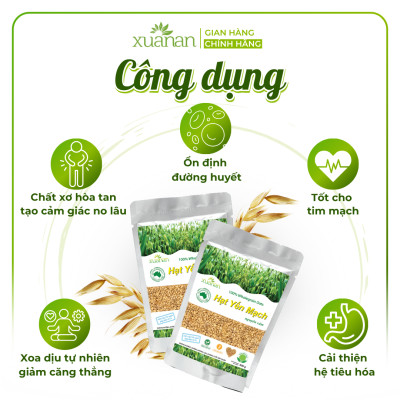 Hạt Yến Mạch Nguyên Cám Úc Xuân An [ko đường] Túi 500G (100% Australian Wholegrain Oats)(Tặng Kèm 1 Túi Yến Mạch 150G)