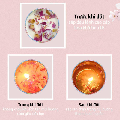 Sáp Nến thơm, hoa khô thiên nhiên trang trí phòng sáp nến thơm cao cấp