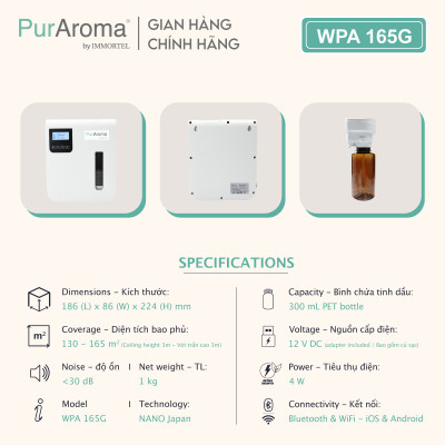 Máy Khuếch Tán Công Nghiệp PurAroma WPA 165G - Công Nghệ Nano Khuếch Tán Siêu Âm