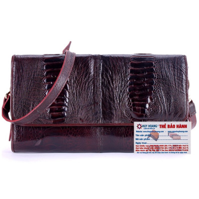 Túi Đeo Da Đà Điểu VIP Huy Hoàng HT6411 (19 x 10.5 cm) - Nâu Đất