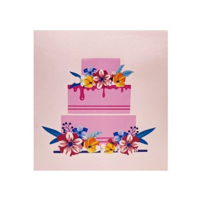 Thiệp 3D Pop Up Bánh Kem Sinh Nhật 3 Tầng Hoa Văn – Thiệp Chúc Mừng Sinh Nhật Sang Trọng, Độc Đáo, B11