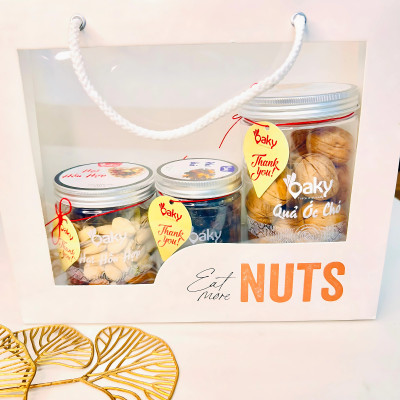 Quà Tặng Oaky - Combo Hạt Dinh Dưỡng Cao Cấp Hạt Hỗn Hợp, Óc Chó Vàng, Nho Khô - Tặng Túi Giấy Sang Trọng
