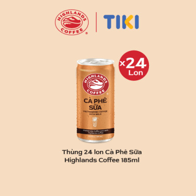 Thùng 24 lon cà phê sữa Highlands Coffee 185ml