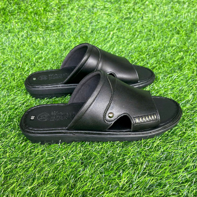 Dép nam da bò đế 3cm Trường Hải 2 màu đen, nâu may full đế DN145