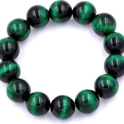 Vòng chuỗi đeo tay đá mắt hổ xanh lá 14 ly - Chuỗi hạt đeo tay đá phong thủy