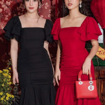 Đầm cổ vuông bèo lai MS 2329