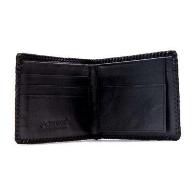 HJ2222 - Bóp nam Huy Hoàng da cá sấu đan viền màu đen