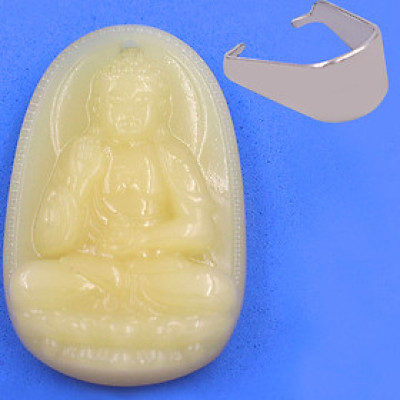 [Tuổi Tuất, Hợi] Mặt Dây Chuyền Phật A Di Đà Đá Ngọc Tủy Vàng 3.6cm - Mặt Size Nhỏ - Tặng Kèm Móc Inox - Phong Thủy 868 - May Mắn - Bình An