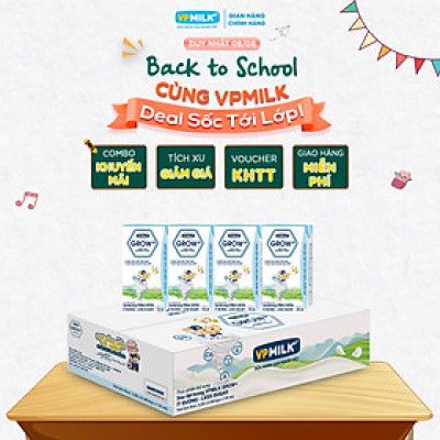 Sữa Tiệt Trùng Ít Đường VPMilk Grow+ Hộp 110ml (Thùng 48 Hộp)
