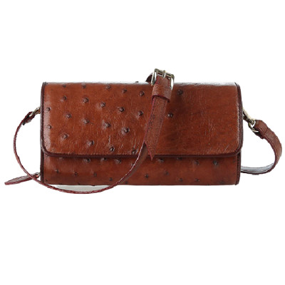  Túi đeo da đà điểu Huy Hoàng da bụng màu đen, nâu đất, vàng bò, nâu đỏ HT6423-24-25-26