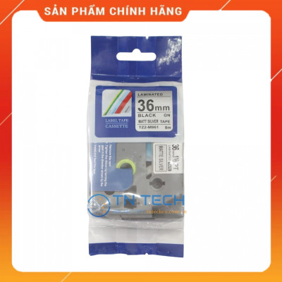 Nhãn In Tz2-M961 - Đen nền bạc 36mm x 8m - Dùng cho máy in BROTHER - AIMO - PUTY [Hàng nhập khẩu]