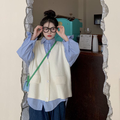 Áo Dệt Kim Gile Len Cổ V Không Tay Cao Cấp Cho Nữ