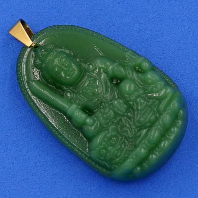 Mặt Phật Văn Thù Bồ Tát thạch anh xanh 4.3 cm