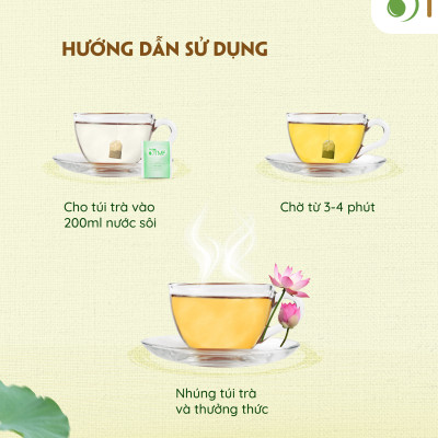 Trà lá sen túi lọc TÂM MINH FOODS hạ mỡ máu giảm cân ngủ ngon hộp 20 gói