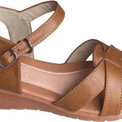 Dép nữ sandal Trường Hải đế xuồng da bò thật màu vàng Cao 5cm HÌNH ẢNH THẬT