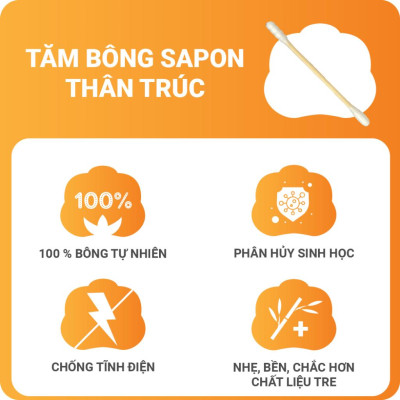 [Lố 12 hộp] Tăm bông vệ sinh người lớn YUMY thân trúc [TB01-526] hộp 200 que