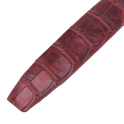 HP4843 - Dây nịt nam da cá sấu Huy Hoàng  3,5P đầu kim màu nâu đỏ