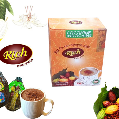 Bột Cacao Hòa Tan Nguyên Chất Rich Cocoa Indochine (Hộp 170g)