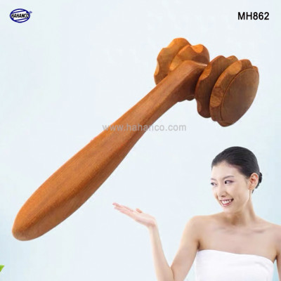 Cây lăn massage toàn thân 2 bánh gai đôi đa năng bằng gỗ Bách Xanh (MH862) Chăm sóc sức khỏe