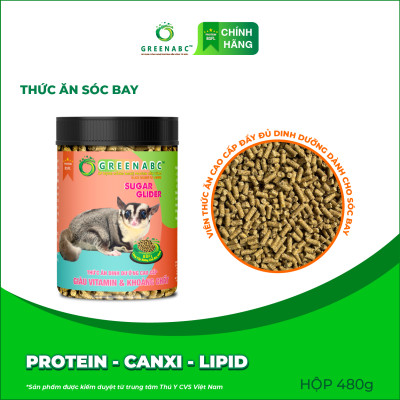 Thức ăn Sóc Bay & Sóc Cảnh GREENABC – Cung cấp đầy đủ dưỡng chất Protein - Canxi - Lipid năng lượng dồi dào, cơ thể linh hoạt dẻo dai – Hộp 480g